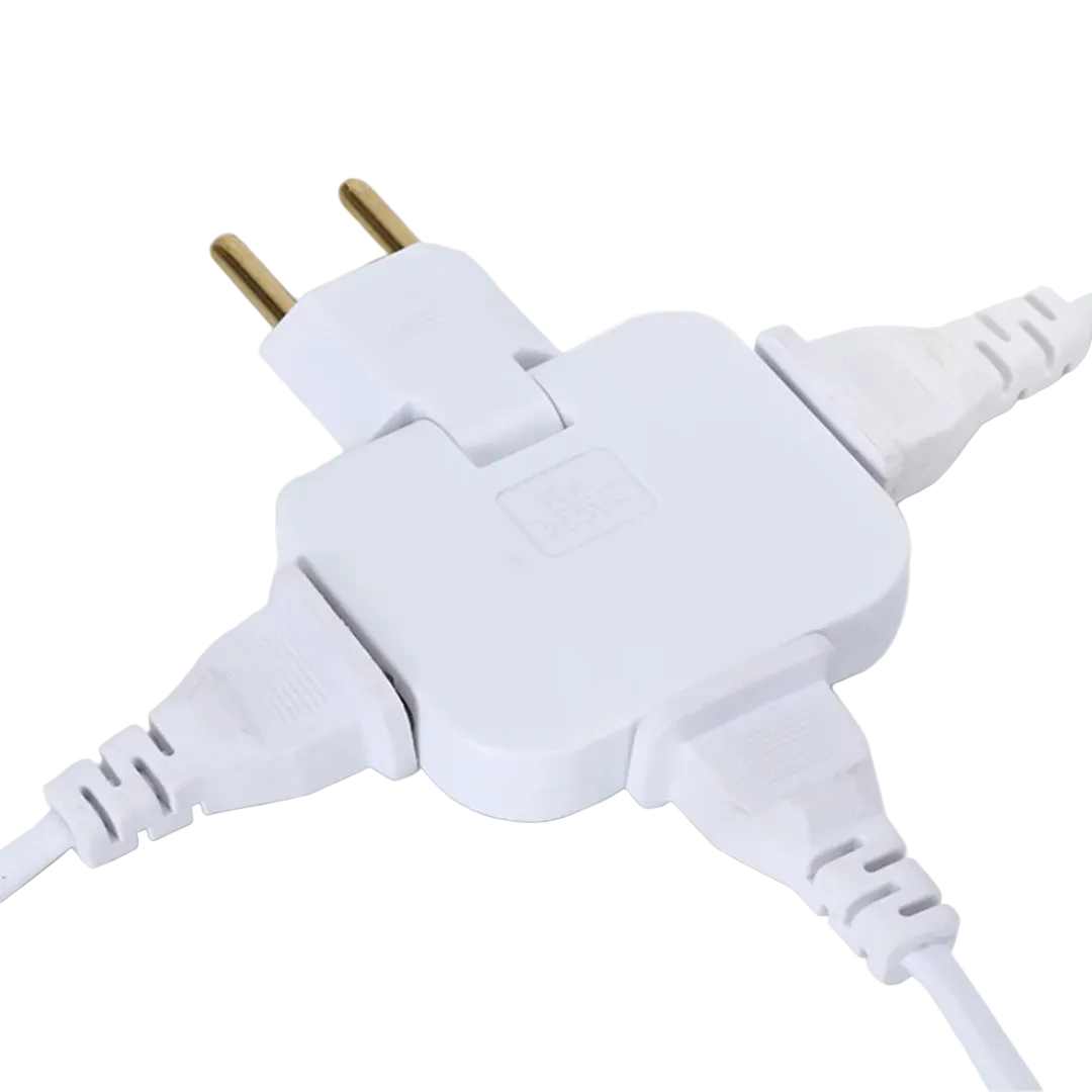 EU-stikkontaktadapter med 3 uttak og roterbart design 0