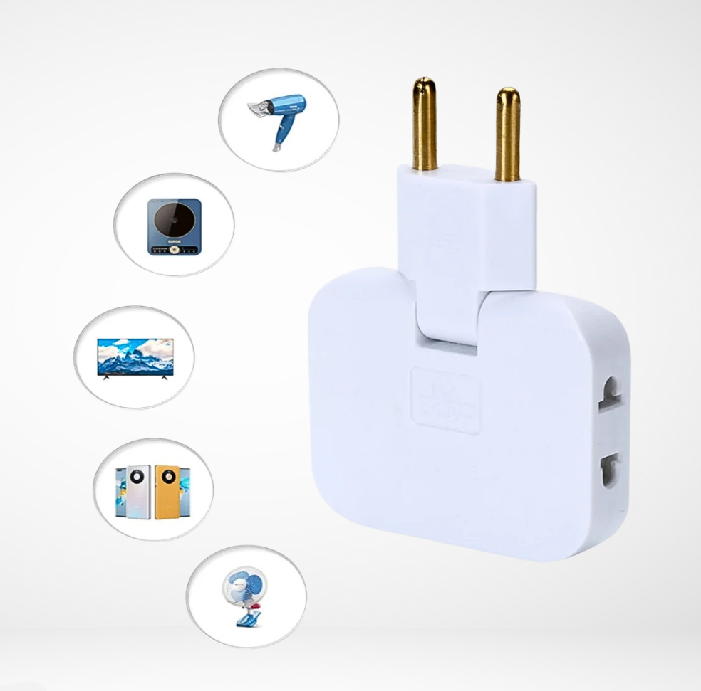 EU-stikkontaktadapter med 3 uttak og roterbart design 2