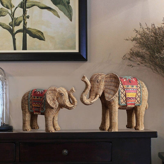 Elefantstatue i Rattan Design 1
