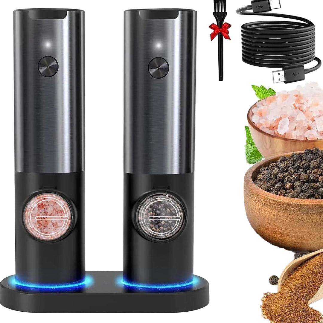 Elektrisk Salt- og Pepperkvernsett med LED-lampe 0