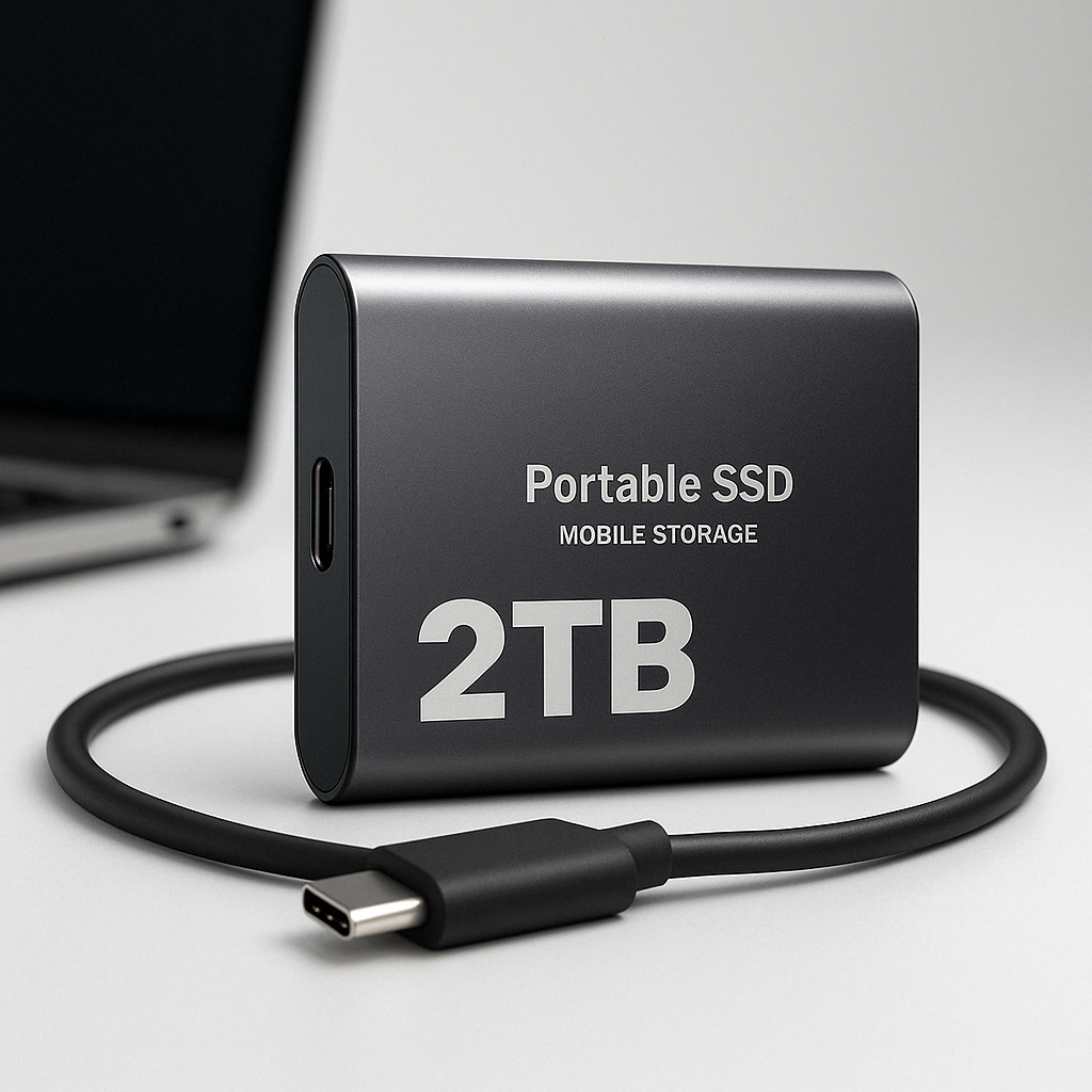 Ekstern SSD 2TB Rask Lagring USB-C Bærbar Disk
