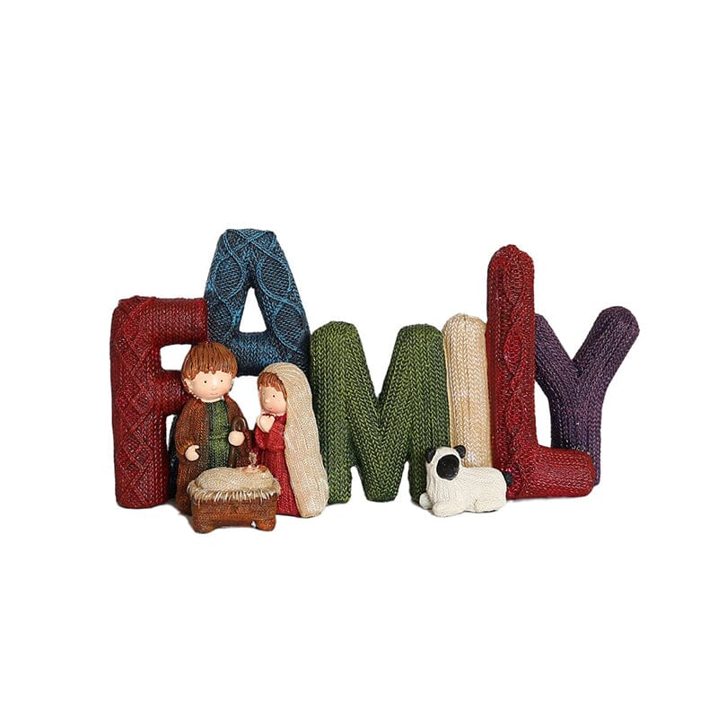 Familie Krubbestatue Håndlaget 0