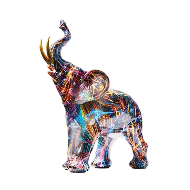 Fargerik Elefantskulptur Dekorasjon 0