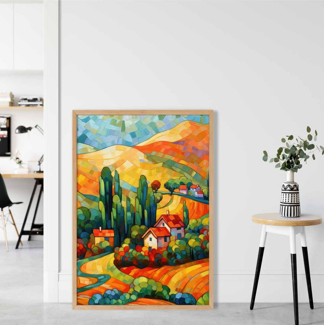 Fargerikt Landskap Maleri Kunst Til Stue 1