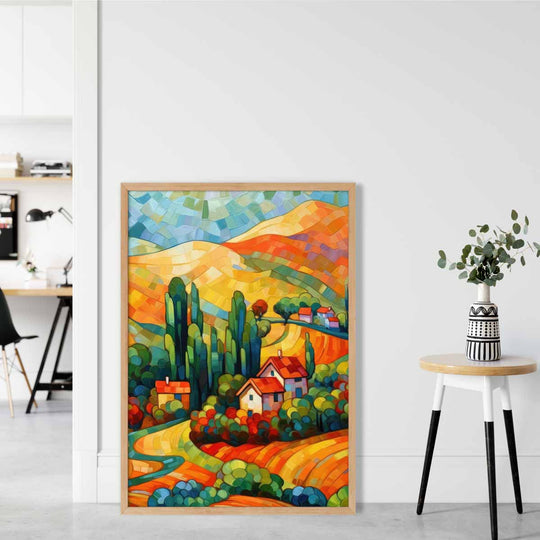 Fargerikt Landskap Maleri Kunst Til Stue 1
