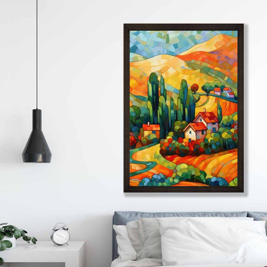 Fargerikt Landskap Maleri Kunst Til Stue 3