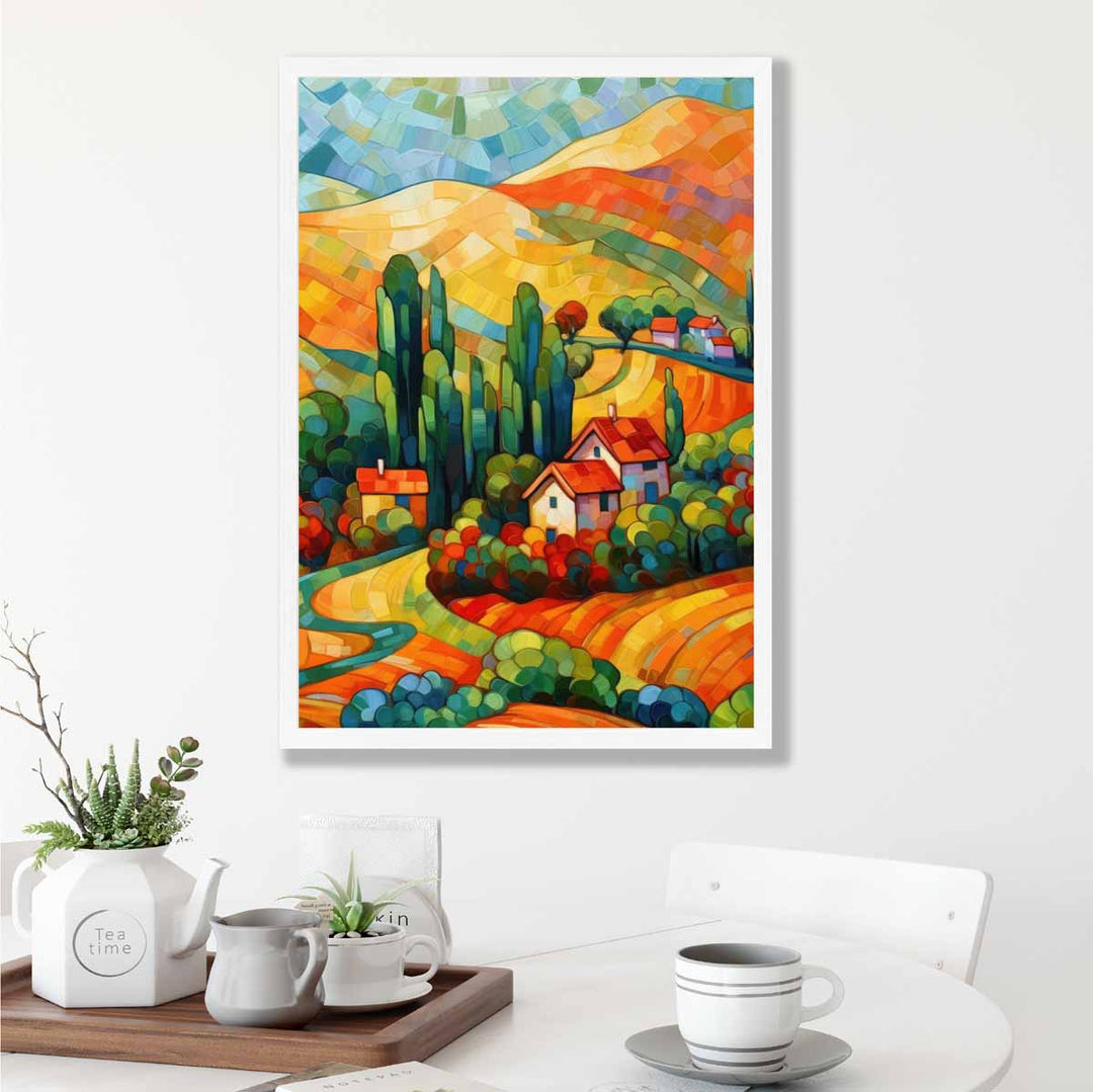 Fargerikt Landskap Maleri Kunst Til Stue 4