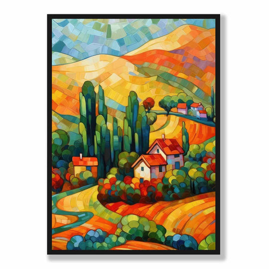 Fargerikt Landskap Maleri Kunst Til Stue 5
