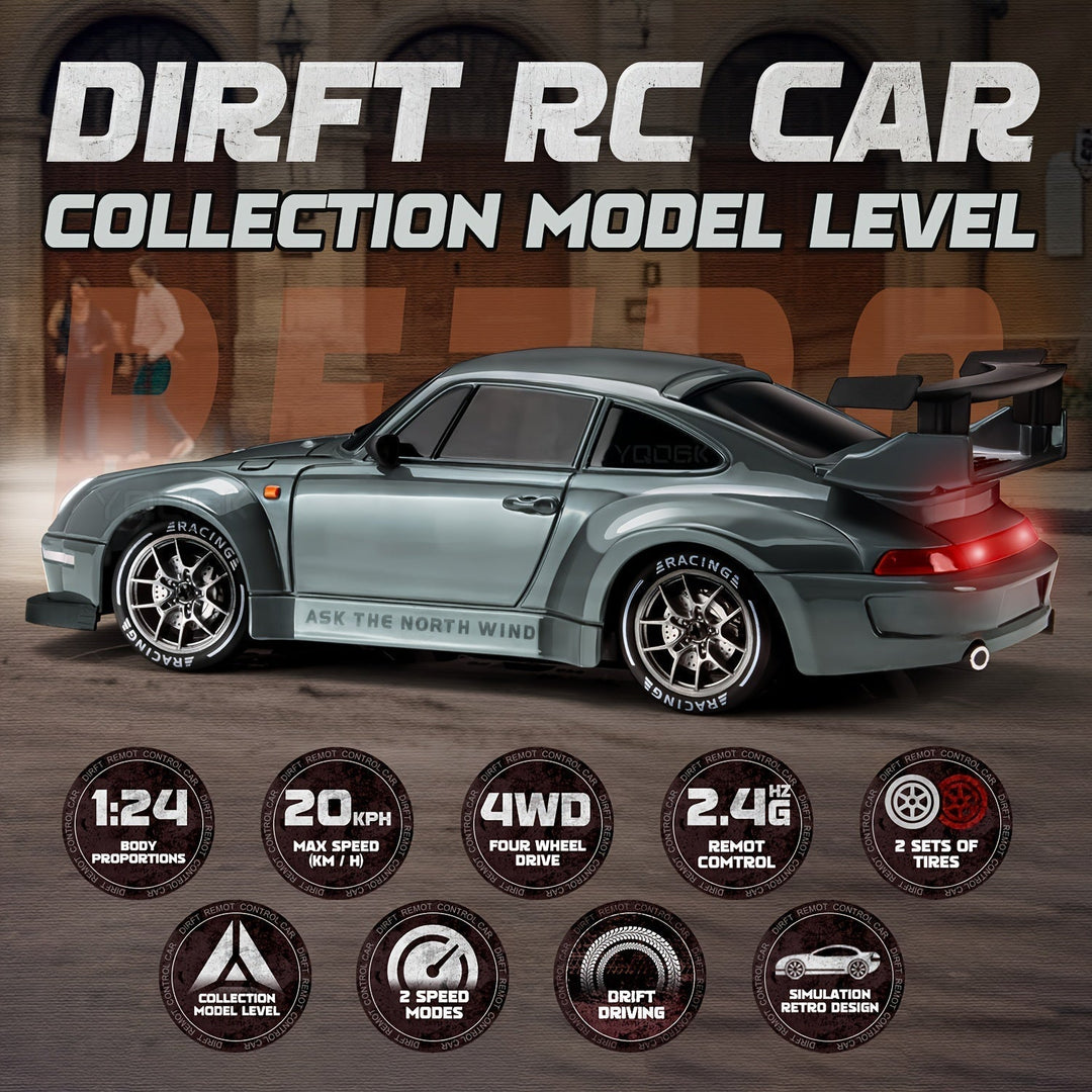 Fjernkontrollbil 1:24 Drift med LED-hjul 4