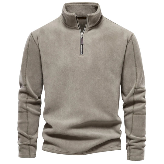 Fleecejakke Herre Tykk Varm Pullover med Glidelås 10