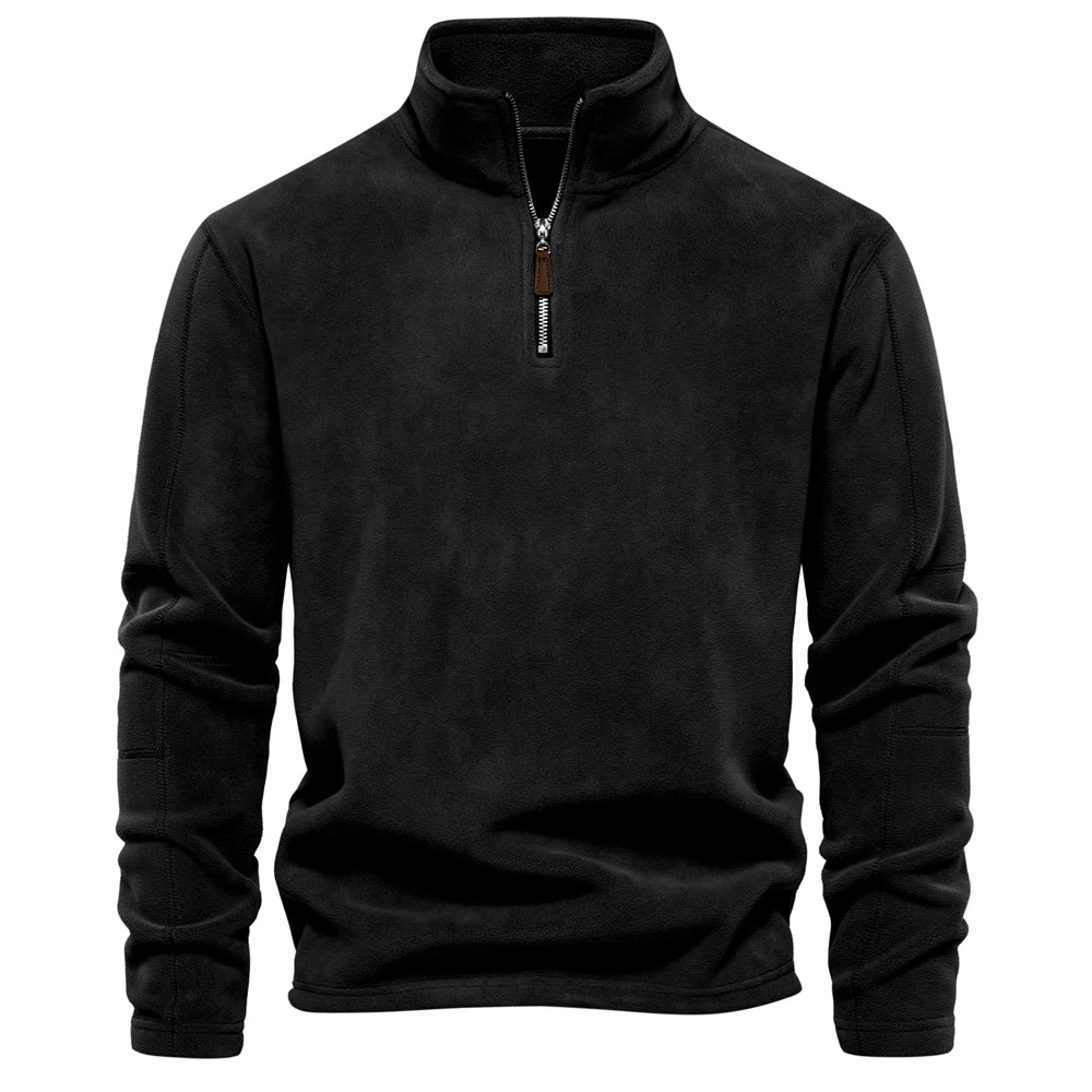 Fleecejakke Herre Tykk Varm Pullover med Glidelås 12