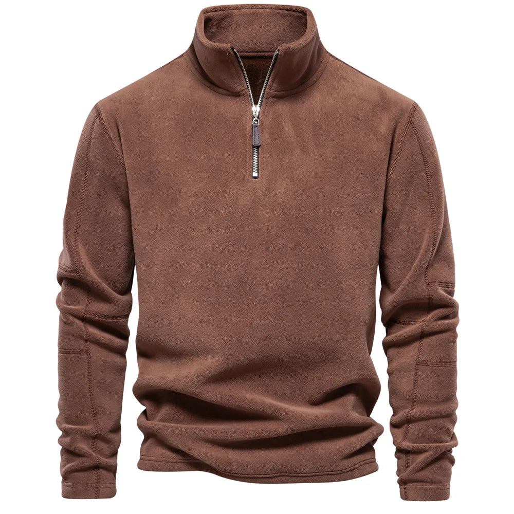 Fleecejakke Herre Tykk Varm Pullover med Glidelås 6