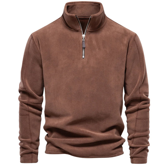 Fleecejakke Herre Tykk Varm Pullover med Glidelås 6