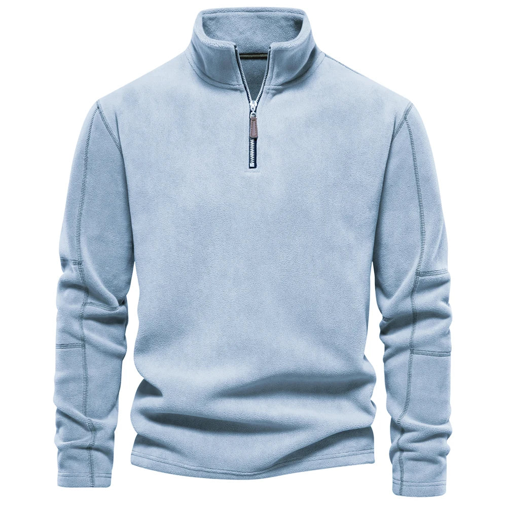 Fleecejakke Herre Tykk Varm Pullover med Glidelås 7