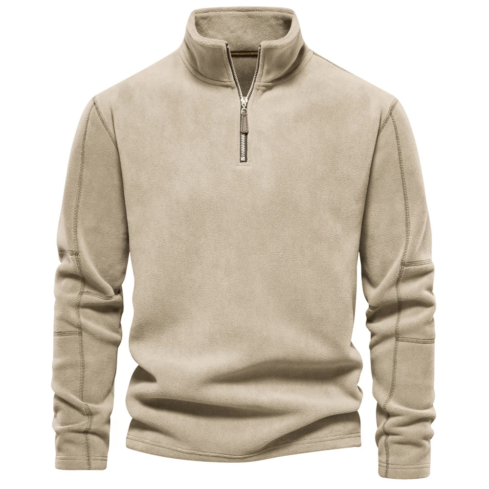 Fleecejakke Herre Tykk Varm Pullover med Glidelås 8