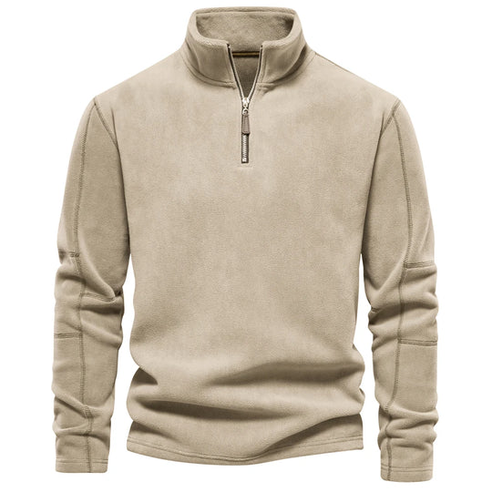Fleecejakke Herre Tykk Varm Pullover med Glidelås 8