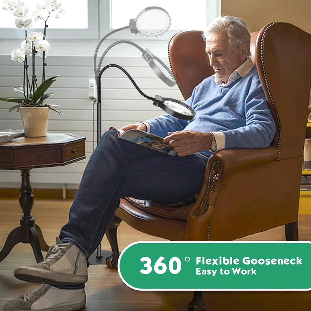 Forstørrelsesglass med LED-lys og fleksibel svanehals for håndfri bruk 3