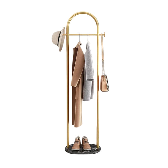 Frittstående Klesstativ med Gyllent Metall og Marmorbase 0