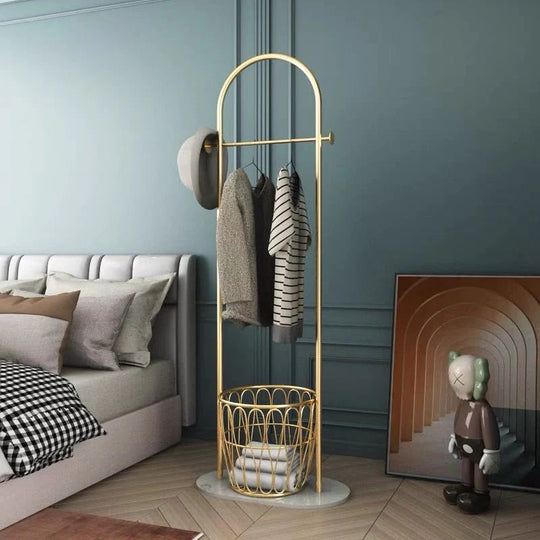 Frittstående Klesstativ med Gyllent Metall og Marmorbase 4