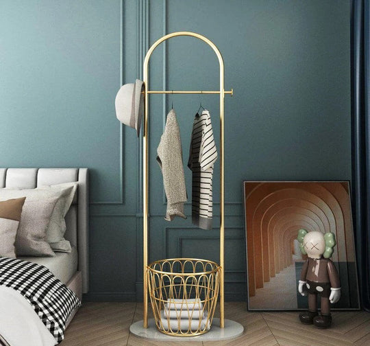 Frittstående Klesstativ med Gyllent Metall og Marmorbase 6