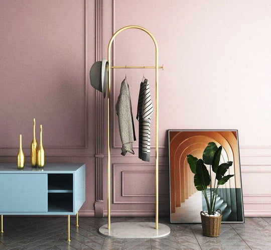 Frittstående Klesstativ med Gyllent Metall og Marmorbase 7