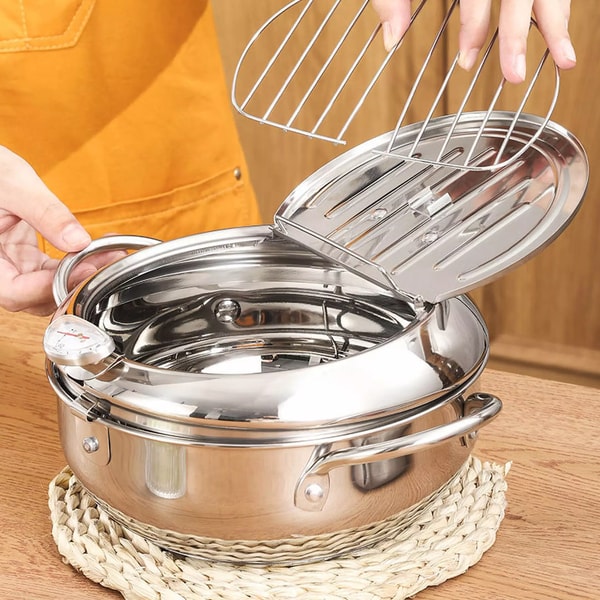 Frityrkoker i rustfritt stål med justerbart termometer 2