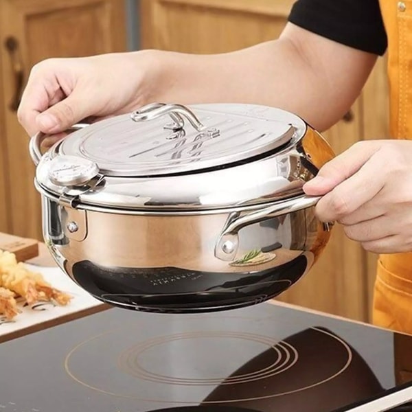 Frityrkoker i rustfritt stål med justerbart termometer 3