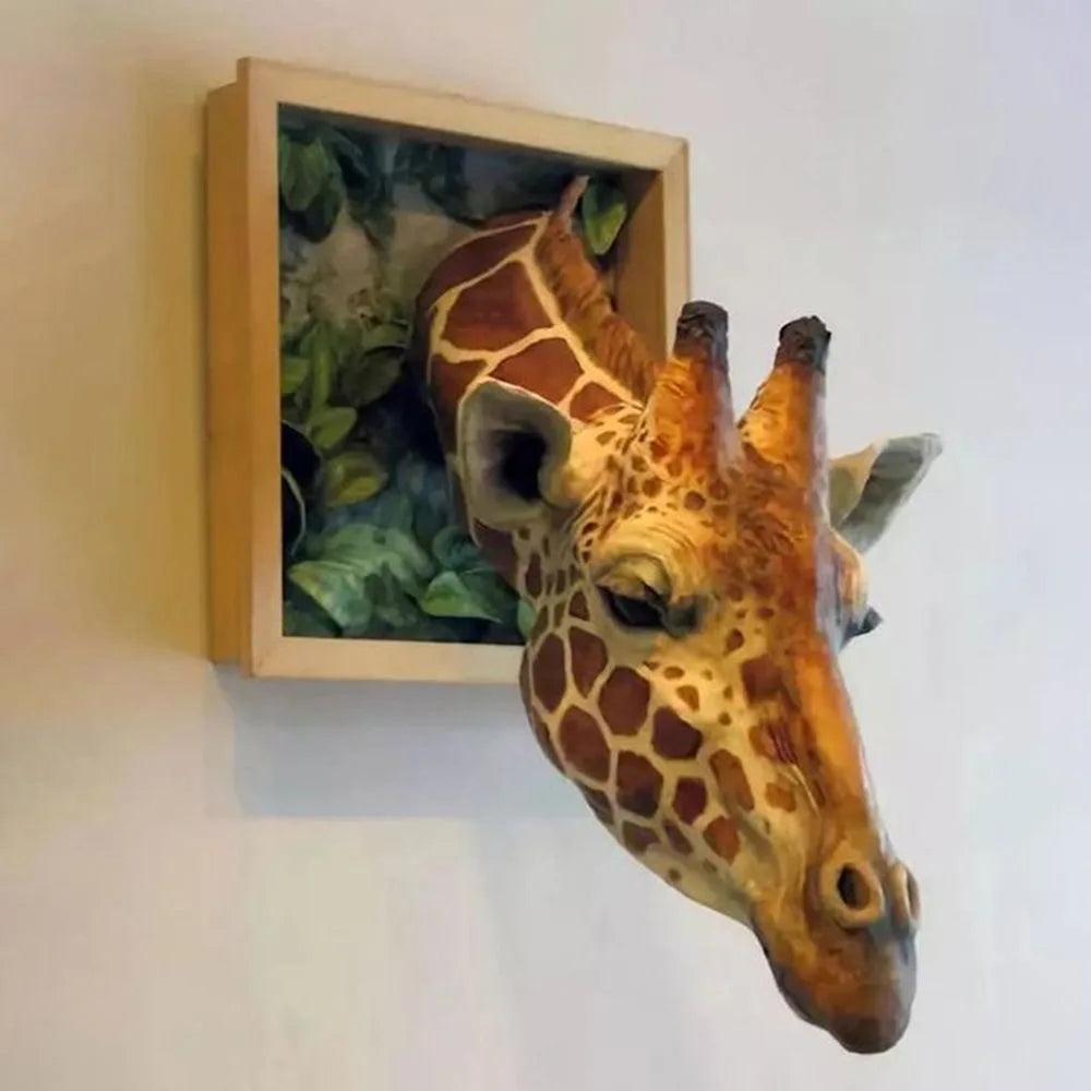 Giraffehode Veggdekorasjon 3D Skulptur 0