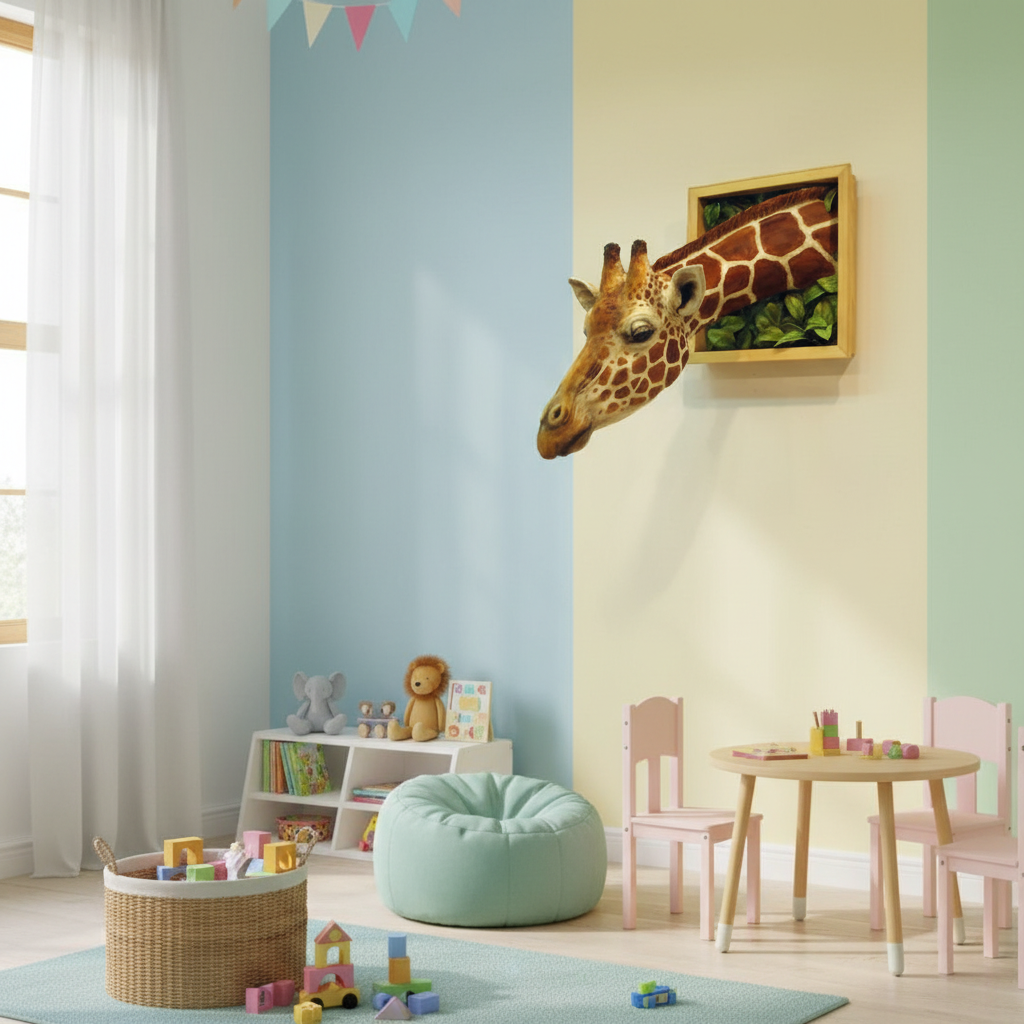 Giraffehode Veggdekorasjon 3D Skulptur 3