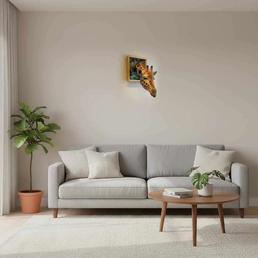 Giraffehode Veggdekorasjon 3D Skulptur 4
