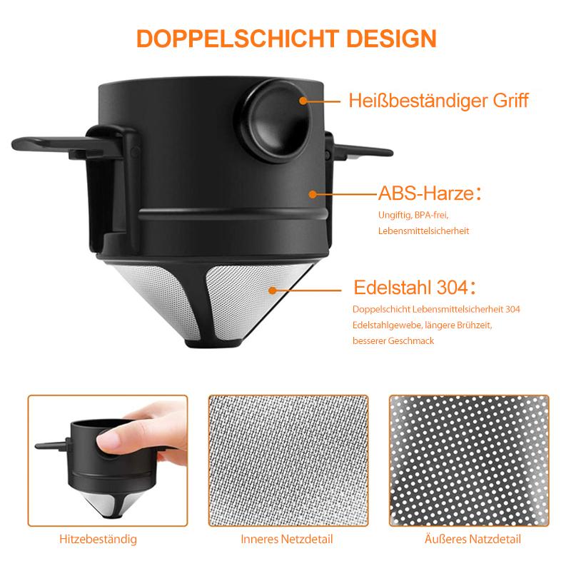 Gjenbrukbart Kaffefilter For Pour-Over Med Dobbeltlags Mikrofilter - Kompakt Design 2