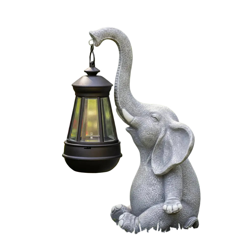 Hagefigur Elefant Med Solcellelys Dekorativ Utendørs Belysning 0