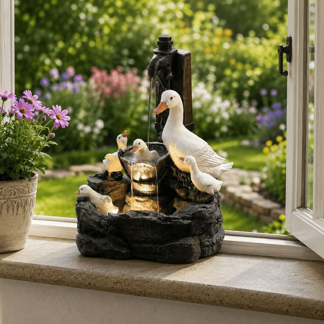 Hagefigur med And- og Ekorndesign for Utendørsbruk 1