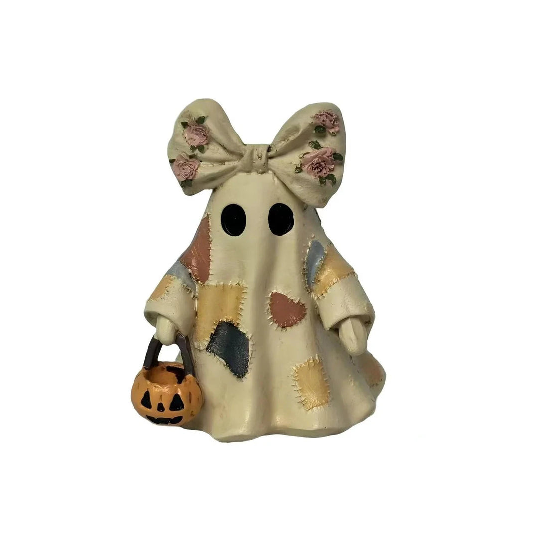 Halloween-dekorasjonsfigur med spøkelse og kurv 0