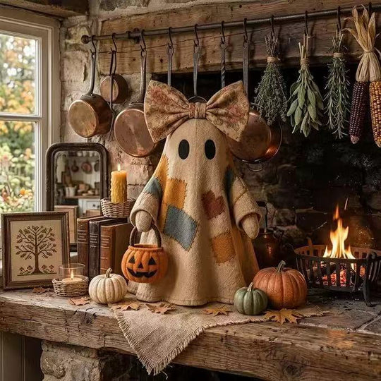 Halloween-dekorasjonsfigur med spøkelse og kurv 1