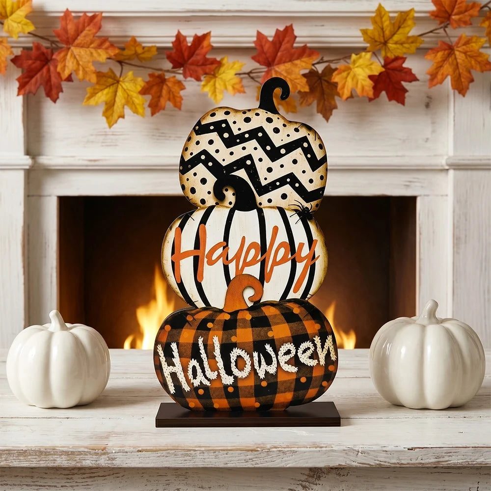 Halloween-dekorasjonsfigur med stablede gresskar for hjemmet 2