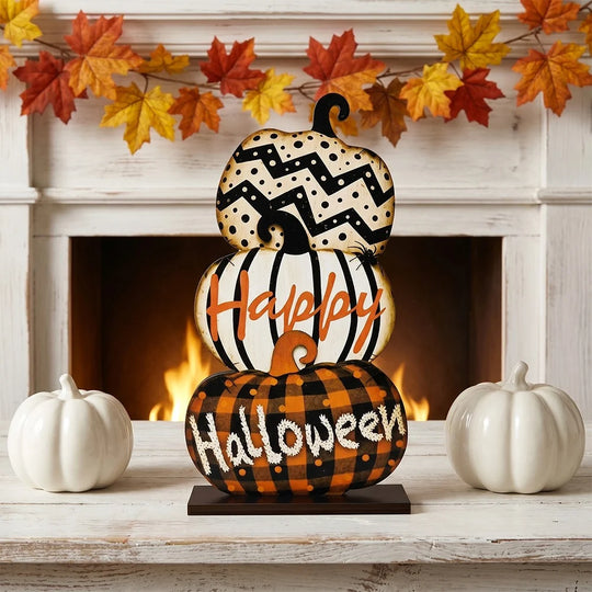 Halloween-dekorasjonsfigur med stablede gresskar for hjemmet 2
