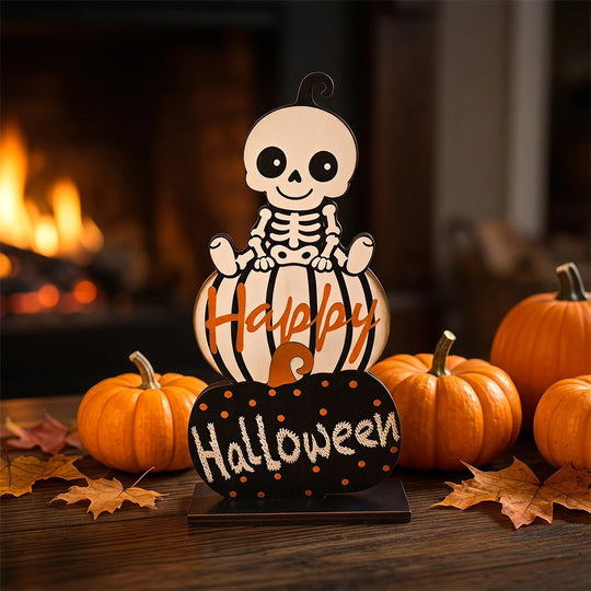Halloween-dekorasjonsfigur med stablede gresskar for hjemmet 3