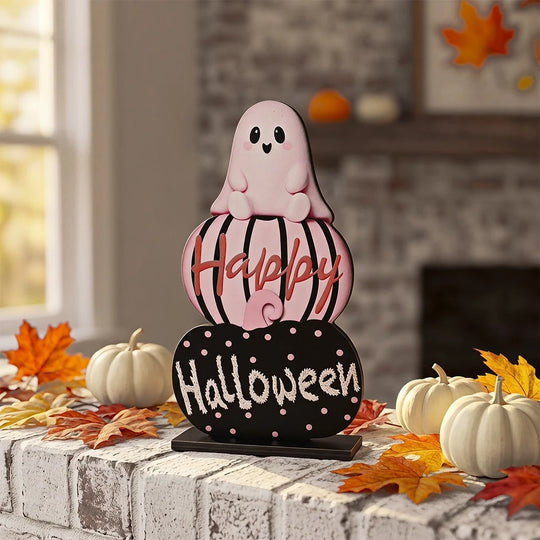 Halloween-dekorasjonsfigur med stablede gresskar for hjemmet 4