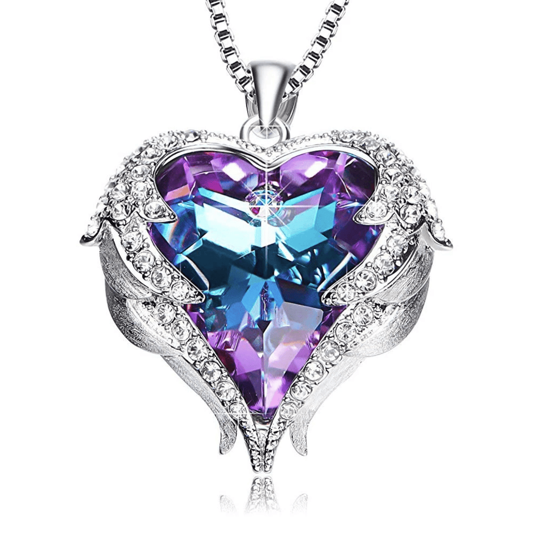 Halskjede med Hjerteformet Anheng og Englevinger 0