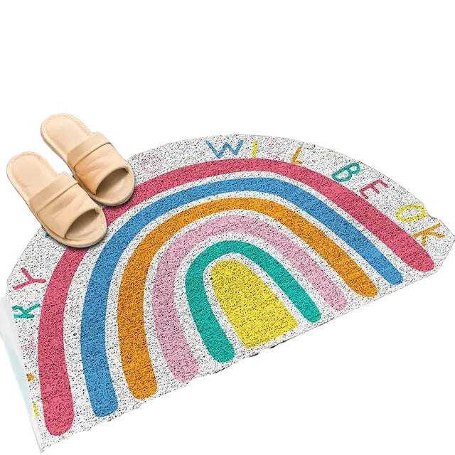 Halvsirkel Dørmatte med Regnbue- og Vannmelontrykk 0