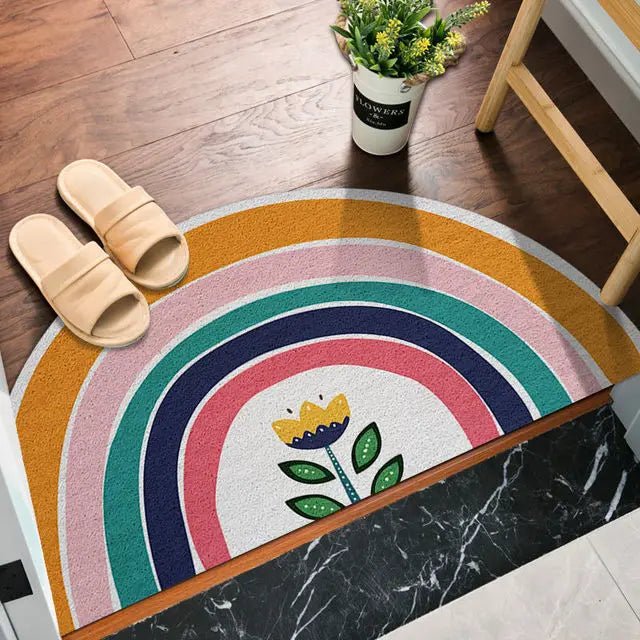 Halvsirkel Dørmatte med Regnbue- og Vannmelontrykk 3