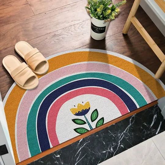 Halvsirkel Dørmatte med Regnbue- og Vannmelontrykk 3
