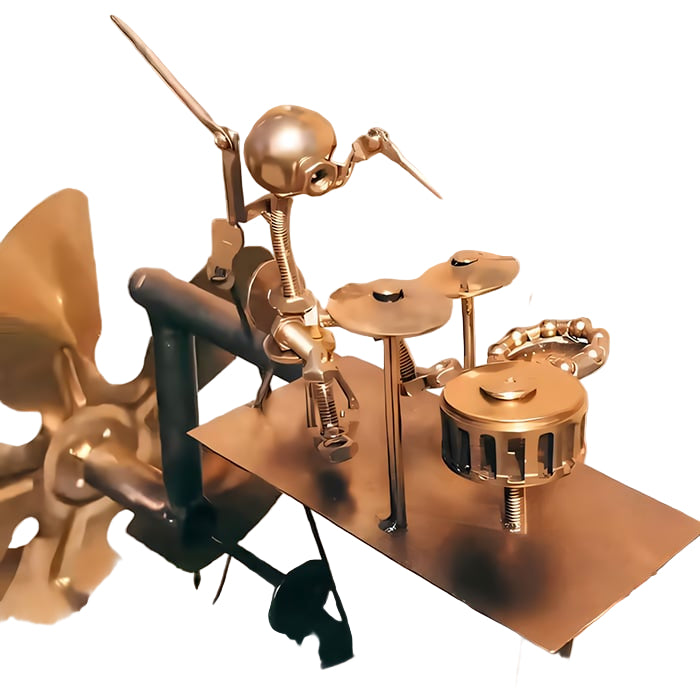 Håndlaget Metallvindmølle for Hage med Rock Band Design 0