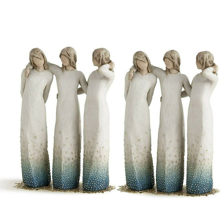 Håndlaget Statue av Søstre - Unik Harpiksgave 6