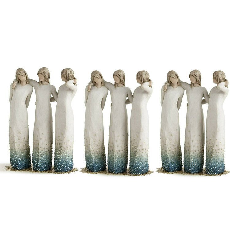 Håndlaget Statue av Søstre - Unik Harpiksgave 7