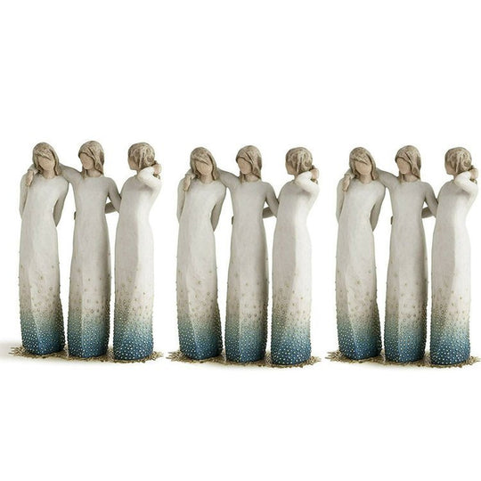 Håndlaget Statue av Søstre - Unik Harpiksgave 7