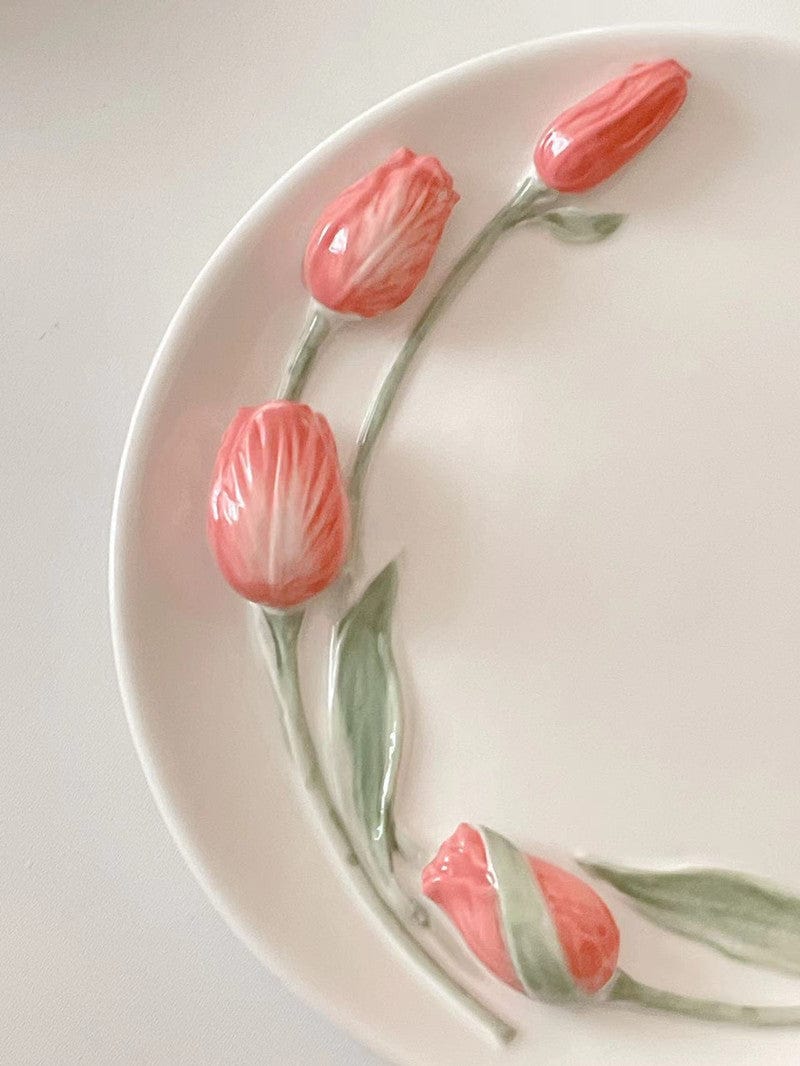 Håndmalt Tallerken med Tulipanmotiv 20 cm 6