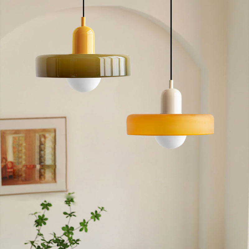 Hengende Lampe i Farget Glass Moderne Design 20