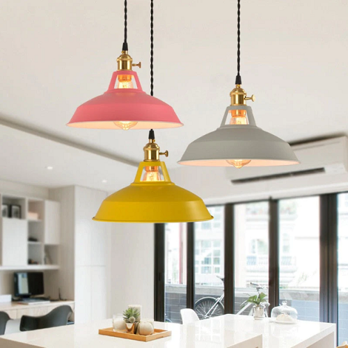 Hengende Lampe i Pastellmetall med Retro Design 3